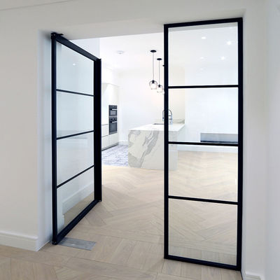 बाल्कनी डबल लीफ एल्यूमीनियम कैसमेंट दरवाजे टुकड़े टुकड़े किया हुआ टेम्पर्ड ग्लास