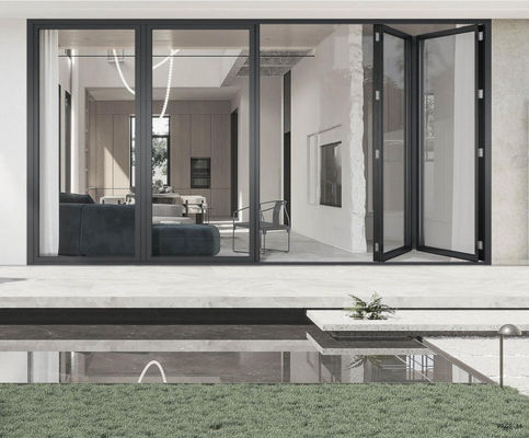 संक्षारण प्रतिरोधी एल्यूमीनियम तह दरवाजा थर्मल ब्रेक स्लिमलाइन एल्यूमीनियम द्विगुना दरवाजे