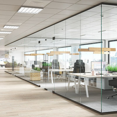ध्वनिरोधी कार्यालय कांच विभाजन दीवारें पाउडर लेपित एल्यूमीनियम प्रोफाइल दरवाजा के साथ