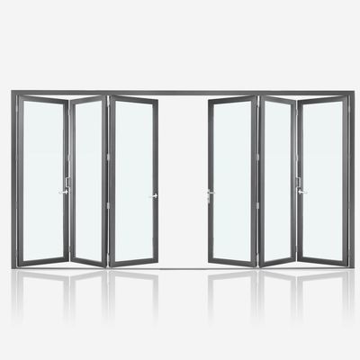 सम्मेलन केंद्रों के लिए सोने के ओक में टेम्पर्ड ग्लास एल्यूमीनियम फोल्डिंग विंडो