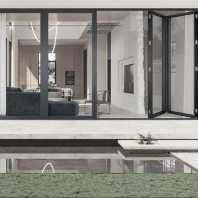 कस्टम आकार एल्यूमीनियम द्विगुना बाहरी दरवाजे टिकाऊ बहु-पैनल थर्मल इन्सुलेशन