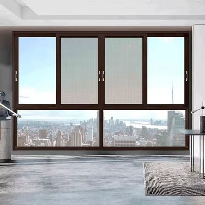 वाणिज्यिक ध्वनिरोधी एल्यूमीनियम फ्रेम स्लाइडिंग विंडोज विथ आइसोलेटेड ग्लास