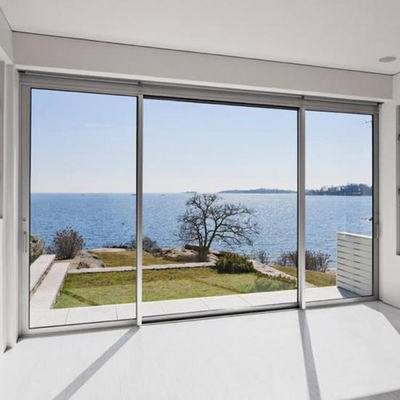 स्लिम लाइट प्रोफाइल एल्यूमीनियम स्लाइडिंग डोर टेम्पर्ड क्लियर ग्लास के साथ प्रतिस्थापन