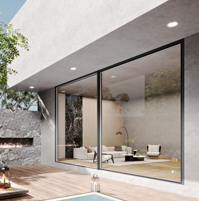 बहु बिंदु लॉक के साथ टेम्पर्ड ग्लास स्लिम एल्यूमीनियम स्लाइडिंग दरवाजे सुरक्षा