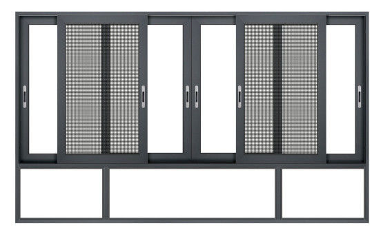 बाहरी तूफान प्रतिरोधी स्लिमलाइन एल्यूमीनियम स्लाइडिंग दरवाजे फ्लोरोकार्बन स्प्रे