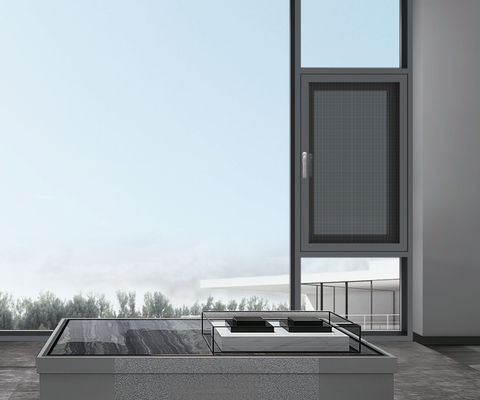 डबल ग्लेज़ के साथ अंदर की ओर खुलने वाली पाउडर लेपित एल्यूमीनियम खिड़कियां