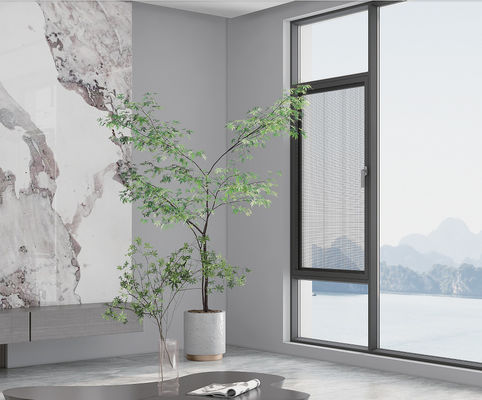 डबल ग्लेज़ के साथ अंदर की ओर खुलने वाली पाउडर लेपित एल्यूमीनियम खिड़कियां