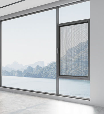 ग्रे एल्यूमीनियम स्विंग विंडो उच्च वेंटिलेशन कैसिमेंट खिड़कियां बाहर की ओर खुली