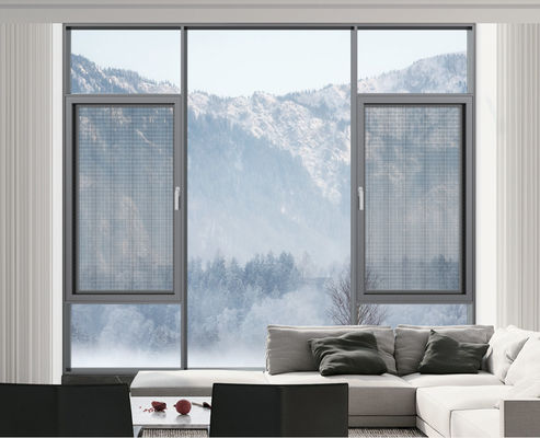 ग्रे एल्यूमीनियम स्विंग विंडो उच्च वेंटिलेशन कैसिमेंट खिड़कियां बाहर की ओर खुली