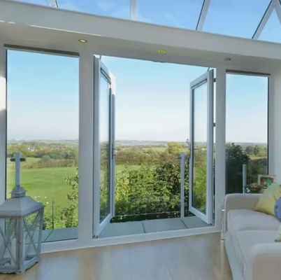 वाणिज्यिक अछूता एल्यूमीनियम डबल स्विंग डोर पाउडर कोटिंग सतह