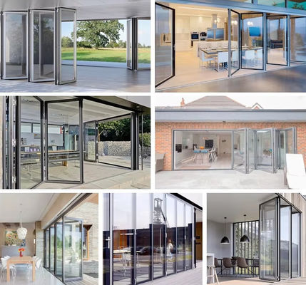 ऊर्जा दक्षता एल्यूमीनियम तह दरवाजा मोटी प्रोफ़ाइल कांच तह दरवाजा