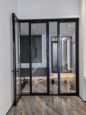 तूफान प्रतिरोध आंतरिक एल्यूमीनियम द्विगुट दरवाजे पाउडर कोटिंग