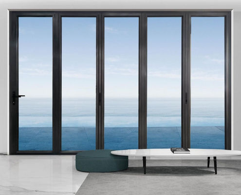 तूफान प्रतिरोध आंतरिक एल्यूमीनियम द्विगुट दरवाजे पाउडर कोटिंग