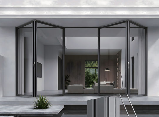 थर्मल ब्रेक सुरक्षा ग्लास एल्यूमीनियम तह दरवाजा वाणिज्यिक बालकनी तह दरवाजा