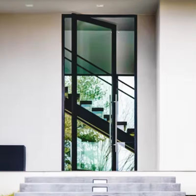 अनुकूलन योग्य पाउडर लेपित एल्यूमीनियम धुरी दरवाजा टुकड़े टुकड़े कांच धुरी प्रवेश द्वार