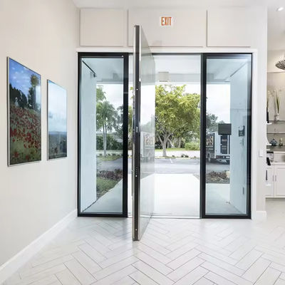 अनुकूलन योग्य पाउडर लेपित एल्यूमीनियम धुरी दरवाजा टुकड़े टुकड़े कांच धुरी प्रवेश द्वार