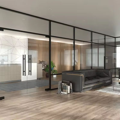 पाउडर कोटिंग एल्यूमीनियम फ्रेम के साथ आधुनिक ध्वनि प्रतिरोधी ग्लास विभाजन