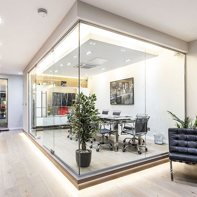 एल्यूमीनियम फ्रेम ग्लास कक्ष दीवारें आयाम दरवाजे के साथ अनुकूलित