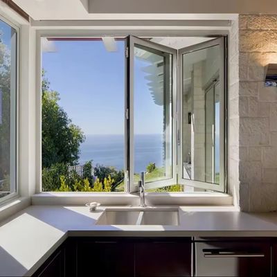 तापमान नियंत्रण ध्वनि इन्सुलेशन अनुकूलन योग्य ग्लास मोटाई के साथ खिड़कियां एल्यूमीनियम-स्टेनलेस स्टील-ग्लास