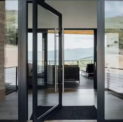 Y/N कीट स्क्रीन एल्यूमीनियम स्विंग डोर डबल टेम्पर्ड क्लियर ग्लासिंग और चुंबकीय लॉक के साथ