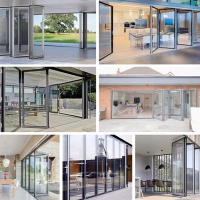 सुरक्षित तालाबंदी तंत्र सिल्वर/सफेद/काला/शैक्षिक संस्थानों के लिए अनुकूलित एल्यूमीनियम फोल्डिंग ग्लास दरवाजे