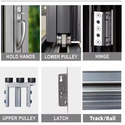 अछूता टेम्पर्ड ग्लास और अनुकूलित ग्लास मोटाई के साथ आधुनिक शैली एल्यूमीनियम तह खिड़की