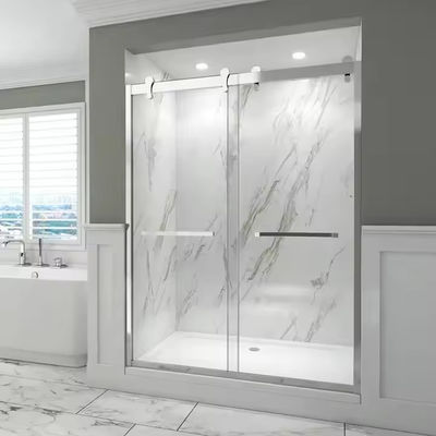 ग्लास के साथ स्टेनलेस स्टील फ्रेम में जलरोधक और अछूता स्लाइडिंग शॉवर दरवाजा