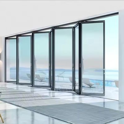 Aluminum Sound And Water Proof Insulated Bi Folding Door Glass Partition Door
