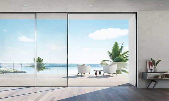 स्टेनलेस स्टील हार्डवेयर और प्रबलित फ्रेम के साथ आधुनिक सरल एल्यूमीनियम स्लाइडिंग दरवाजा