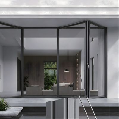 सुरक्षित तालाबंदी तंत्र सिल्वर/सफेद/काला/शैक्षिक संस्थानों के लिए अनुकूलित एल्यूमीनियम फोल्डिंग ग्लास दरवाजे