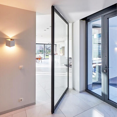 6+6मिमी 8+8मिमी साफ़ टेम्पर्ड लैमिनेटेड ग्लास आयरन स्टील सुरक्षा धुरी दरवाजा